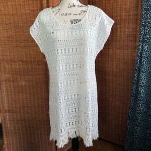 Stella & Dot White Lacy Fringed CoverUp or Dress